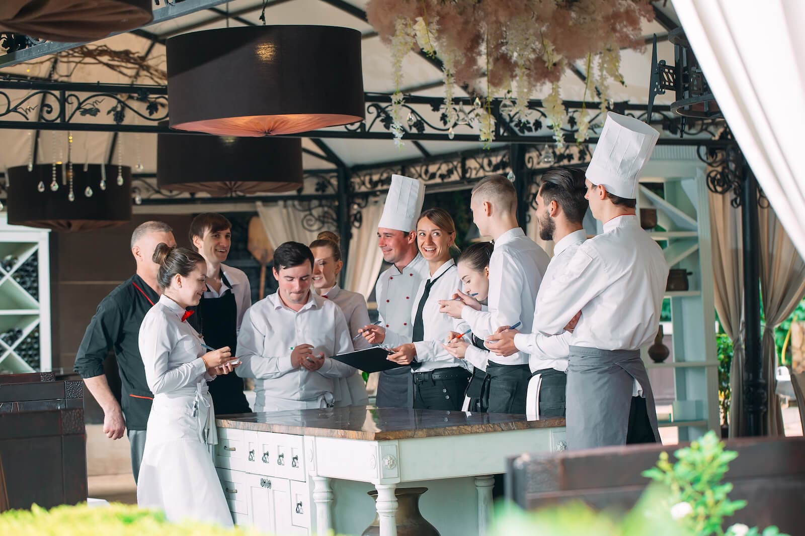 Restaurant staff meeting